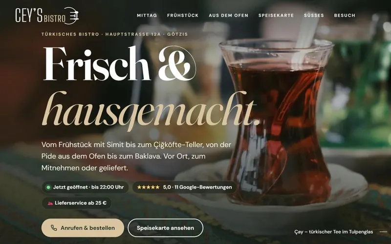 Website-Entwurf für ein türkisches Bistro