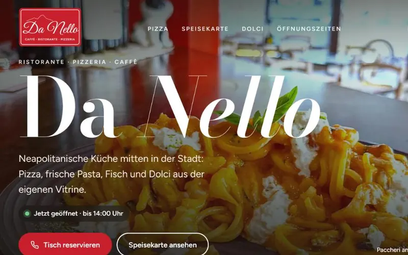 Website-Entwurf für eine Pizzeria
